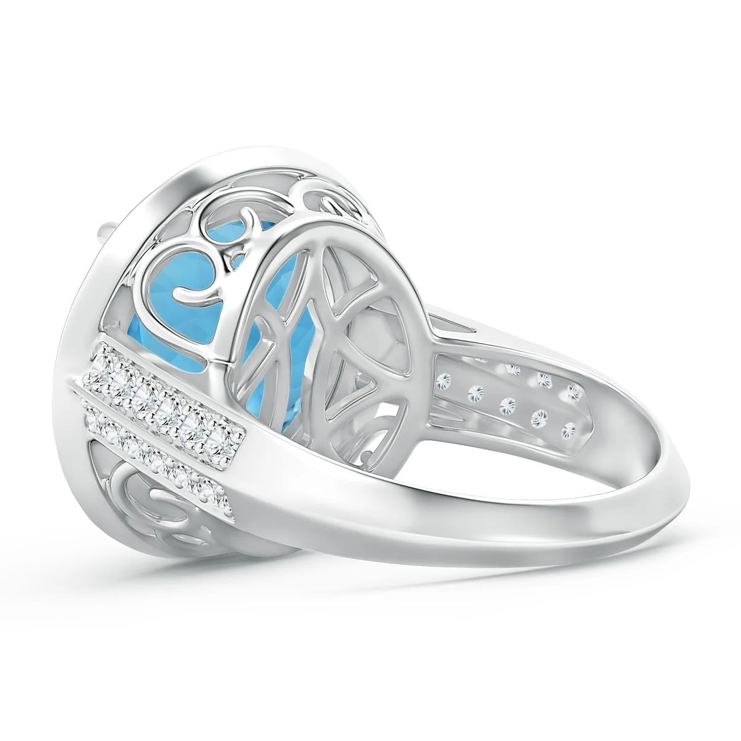 Im Angebot: ANGARA GIA zertifizierter natürlicher Himmelblauer Topas Halo Weißgold Ring mit Diamanten () 4