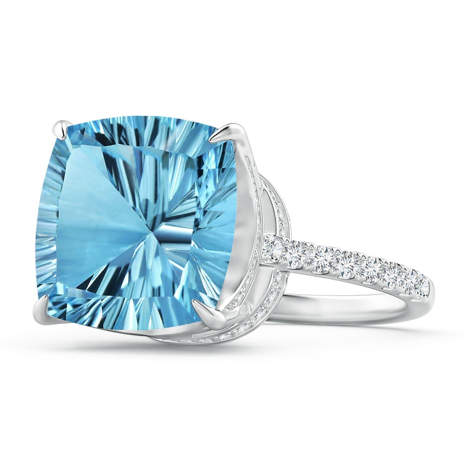 For Sale:  Angara GIA Certified Natural Sky Blue Topaz Ring in Platinum with Diamonds 2