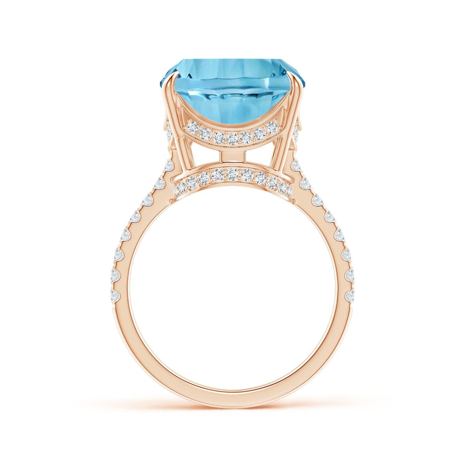 ANGARA GIA zertifizierter natürlicher Himmelblauer Topas-Ring aus Roségold mit Diamanten () 3