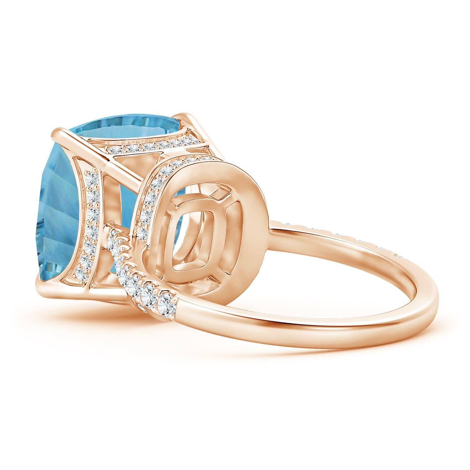 ANGARA GIA zertifizierter natürlicher Himmelblauer Topas-Ring aus Roségold mit Diamanten () 4