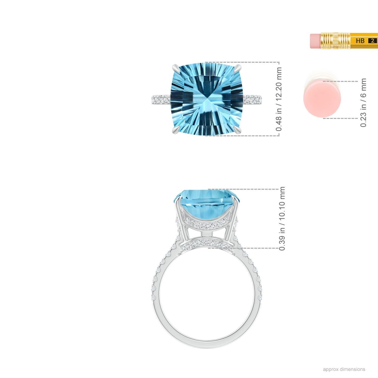 For Sale:  Angara GIA Certified Natural Sky Blue Topaz Ring in White Gold with Diamonds 6