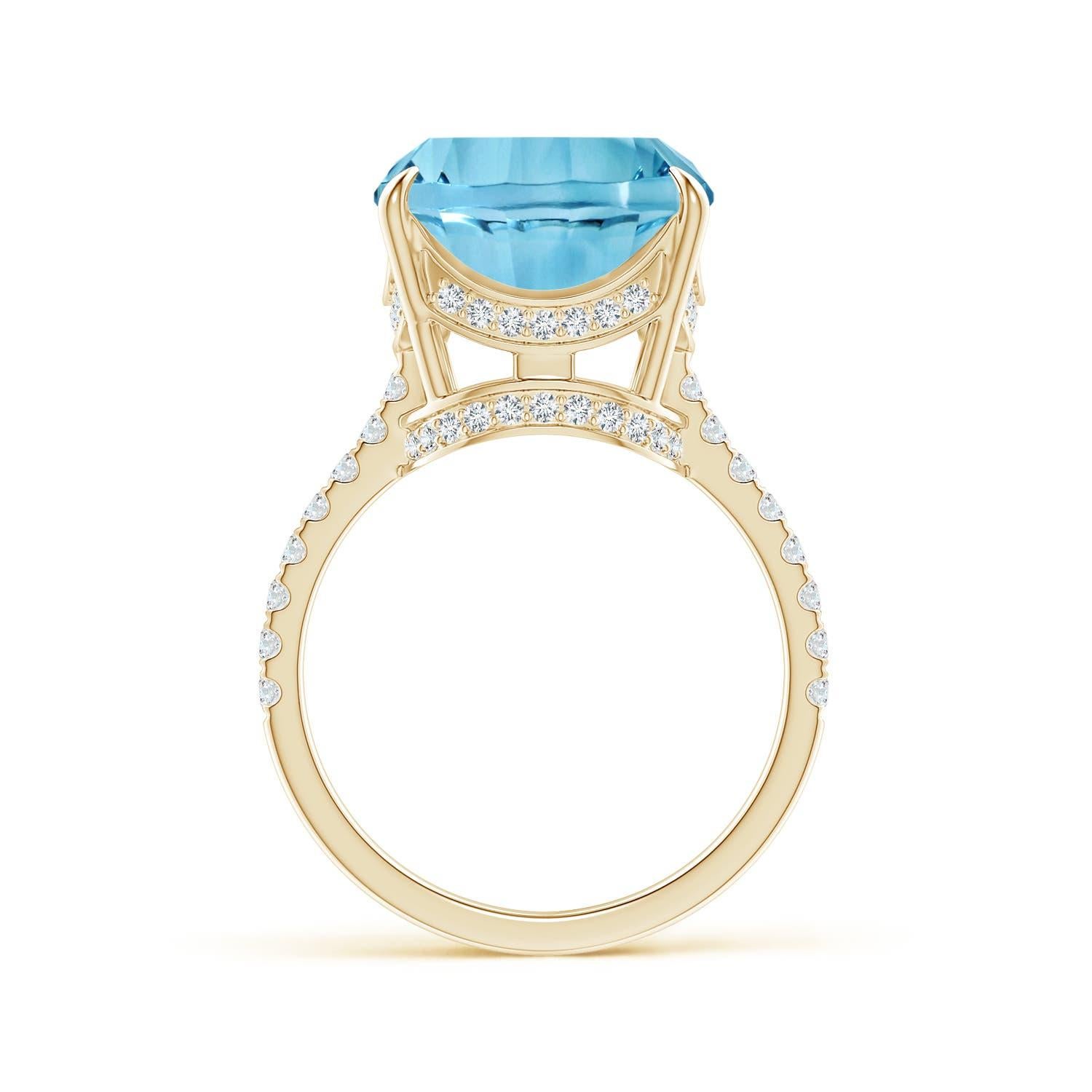 For Sale:  Angara GIA Certified Natural Sky Blue Topaz Ring in Yellow Gold with Diamonds 3