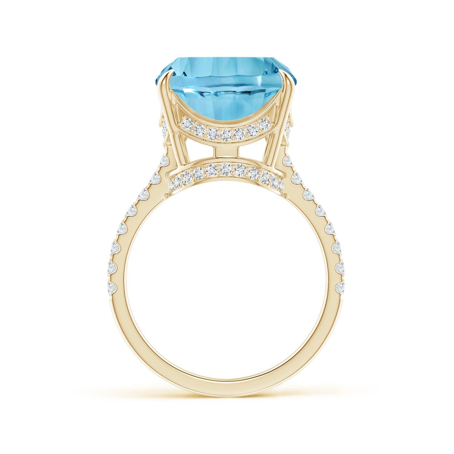 Anillo Angara de oro amarillo con diamantes y topacio azul celeste natural certificado por el GIA  3