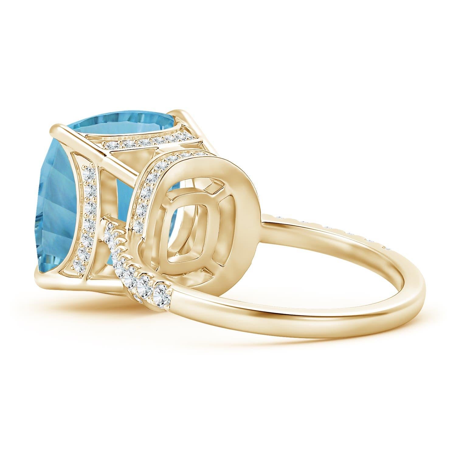 For Sale:  Angara GIA Certified Natural Sky Blue Topaz Ring in Yellow Gold with Diamonds 4