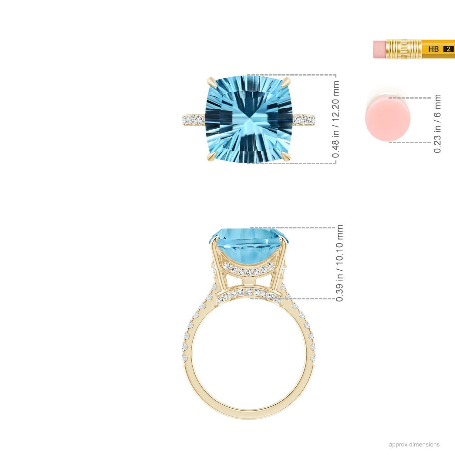 Anillo Angara de oro amarillo con diamantes y topacio azul celeste natural certificado por el GIA  6