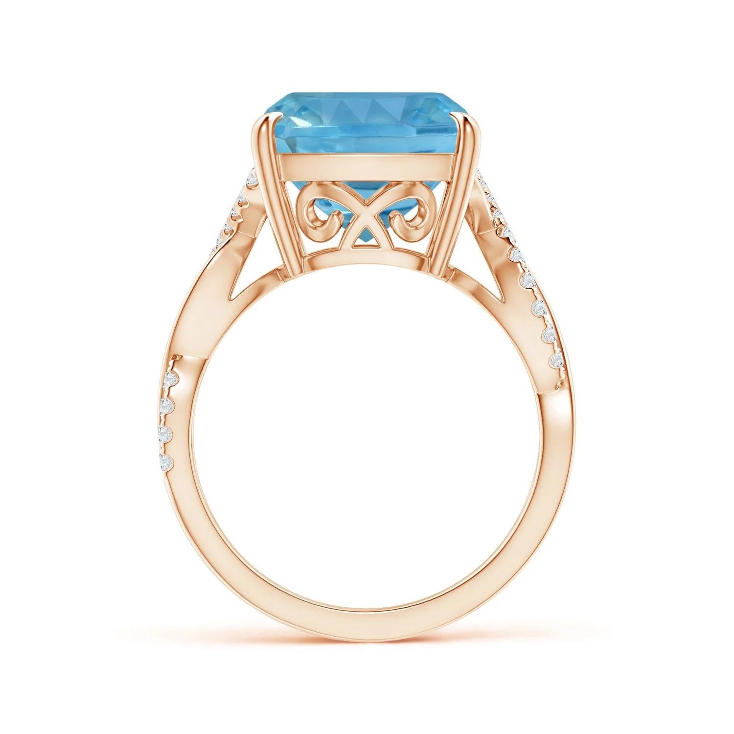 Anillo Infinito en Espiral de Oro Rosa con Topacio Azul Cielo Natural Certificado GIA  3