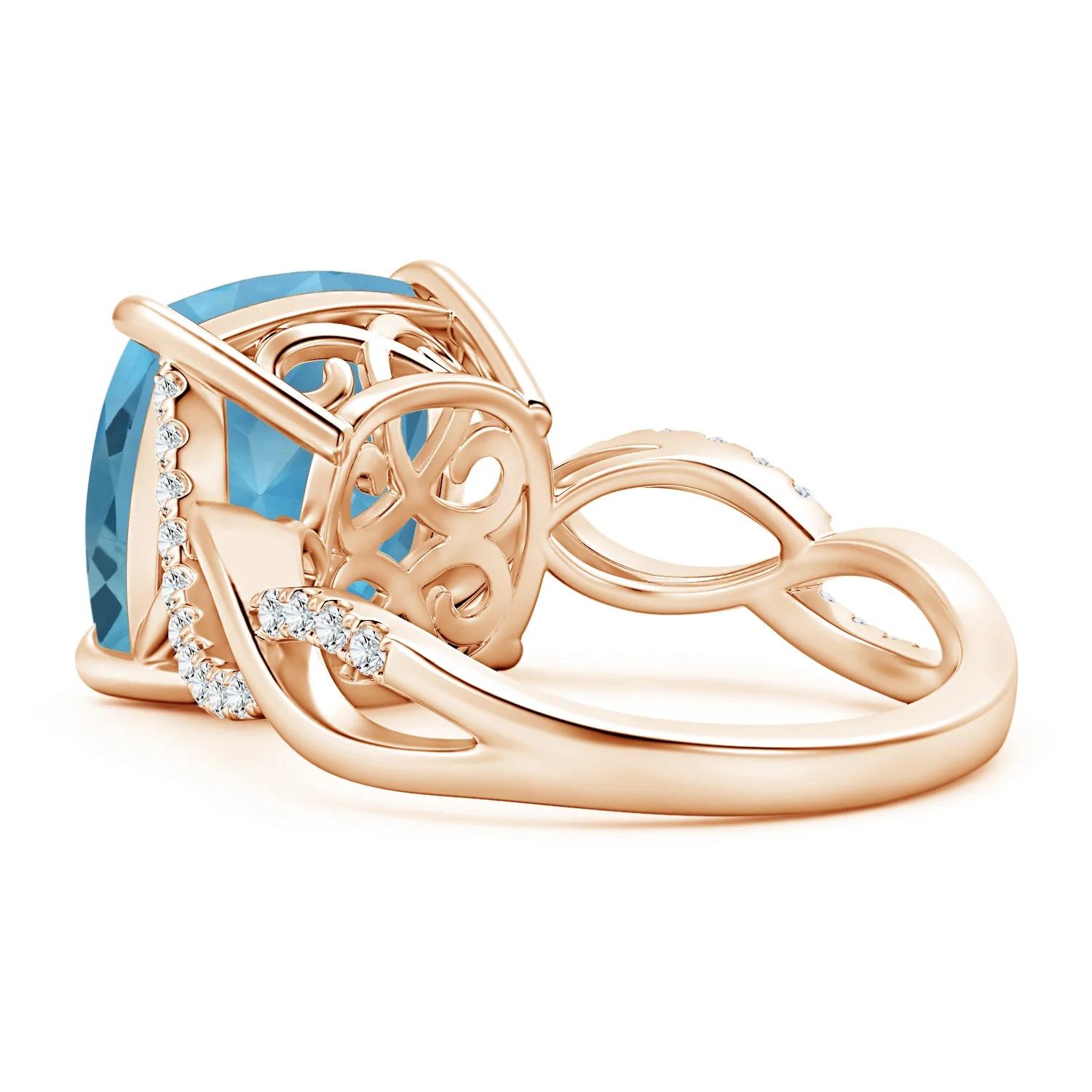 Anillo Infinito en Espiral de Oro Rosa con Topacio Azul Cielo Natural Certificado GIA  4