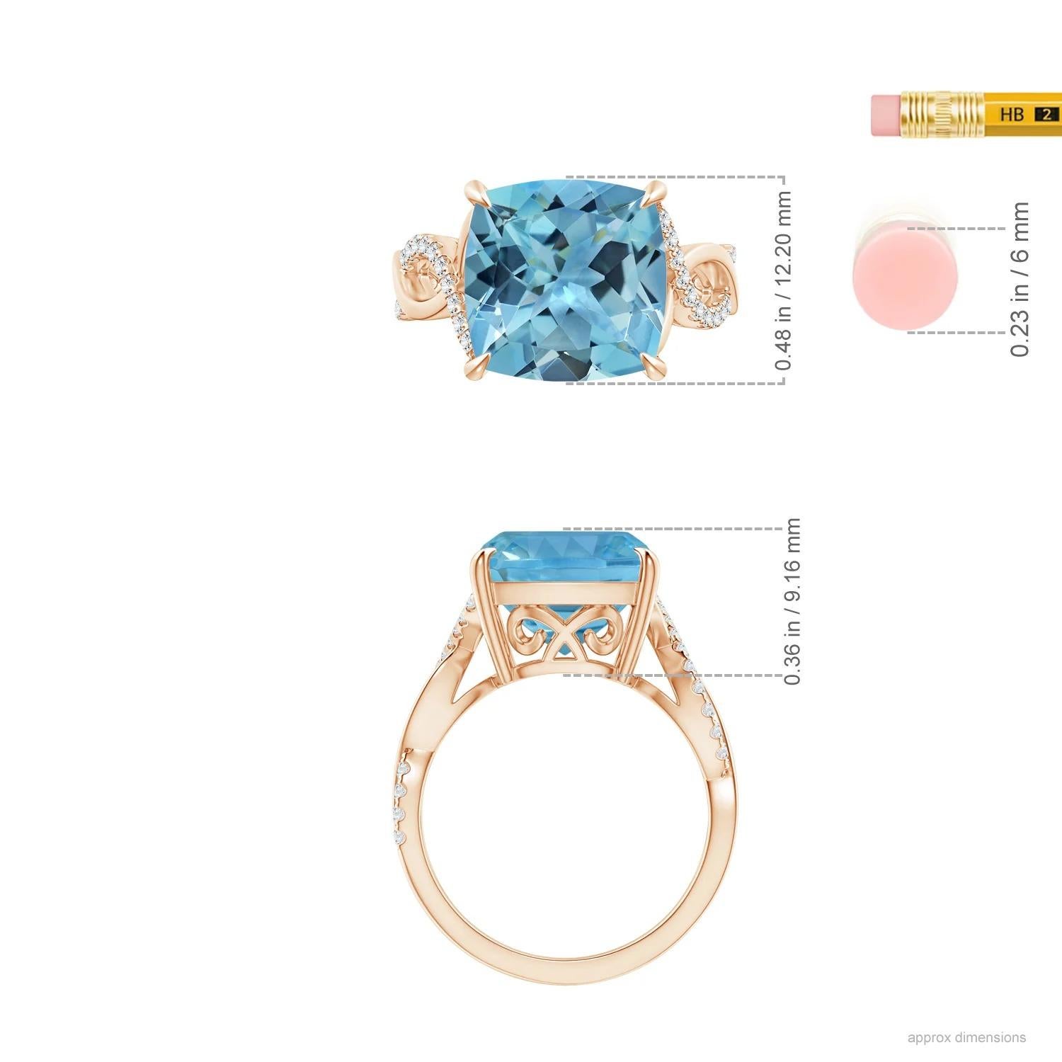 Anillo Infinito en Espiral de Oro Rosa con Topacio Azul Cielo Natural Certificado GIA  6