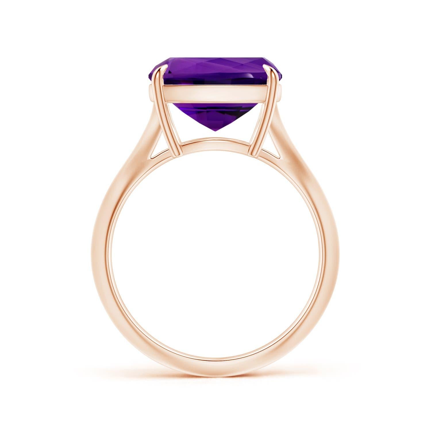 ANGARA Anillo de amatista engarzada en garra con solitario certificado por la GIA en oro rosa de 14 quilates  2