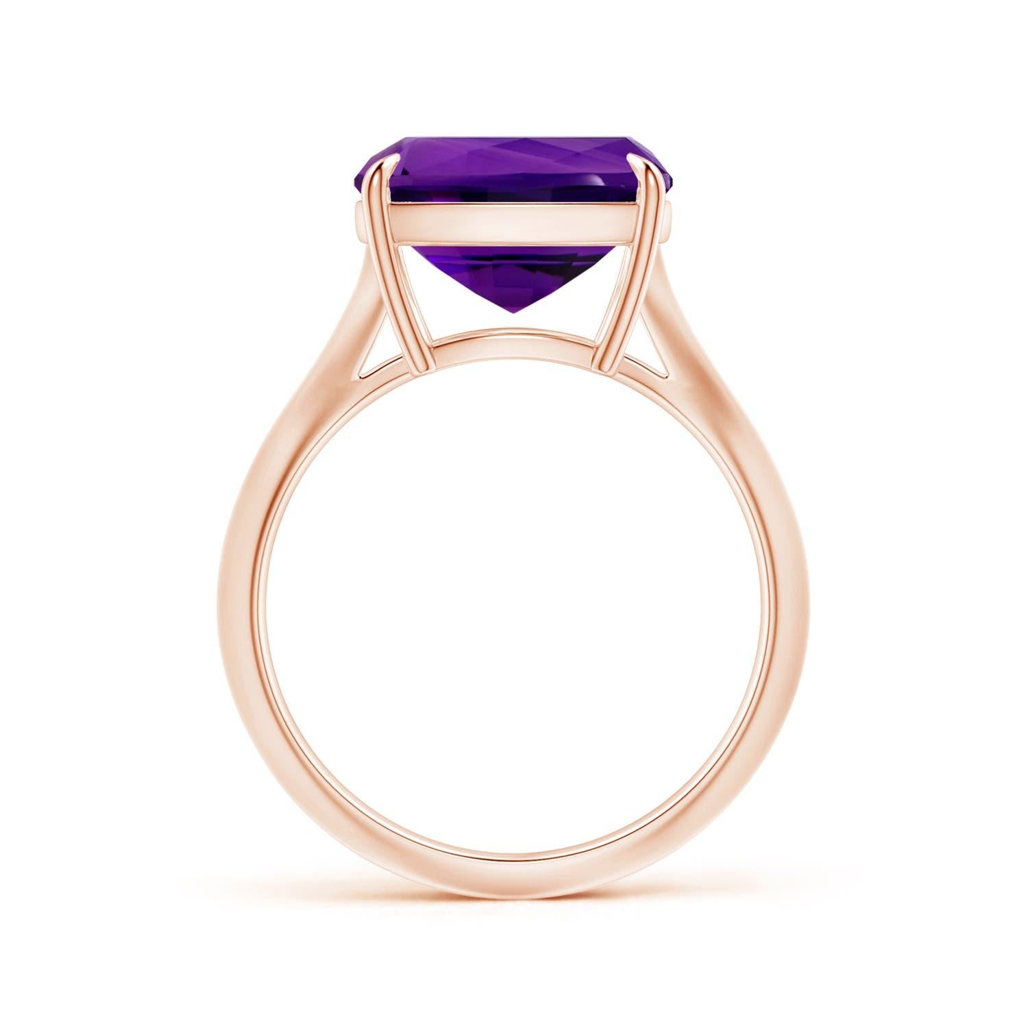ANGARA Bague solitaire en or rose 18 carats avec améthyste coussin certifiée GIA 2