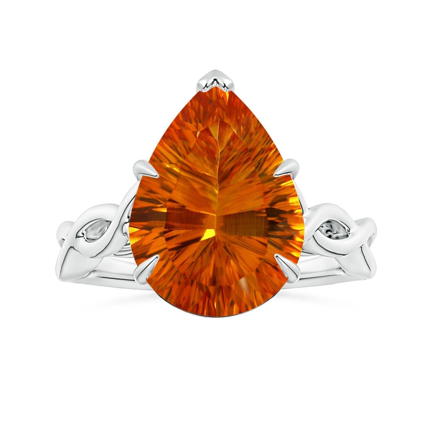 GIA Certified Natural Solitaire Citrine Twisted Shank Ring in White Gold
