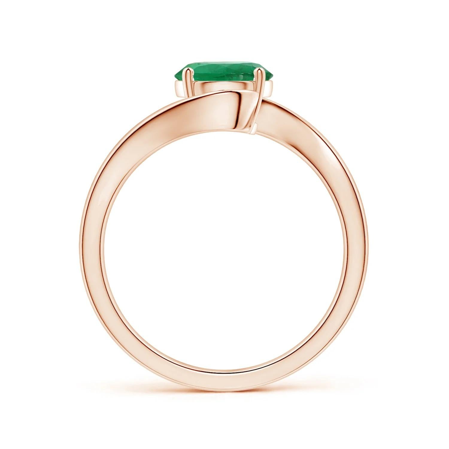 For Sale:  Angara Gia Certified Natural Solitaire Emerald Bypass Ring in Rose Gold 2