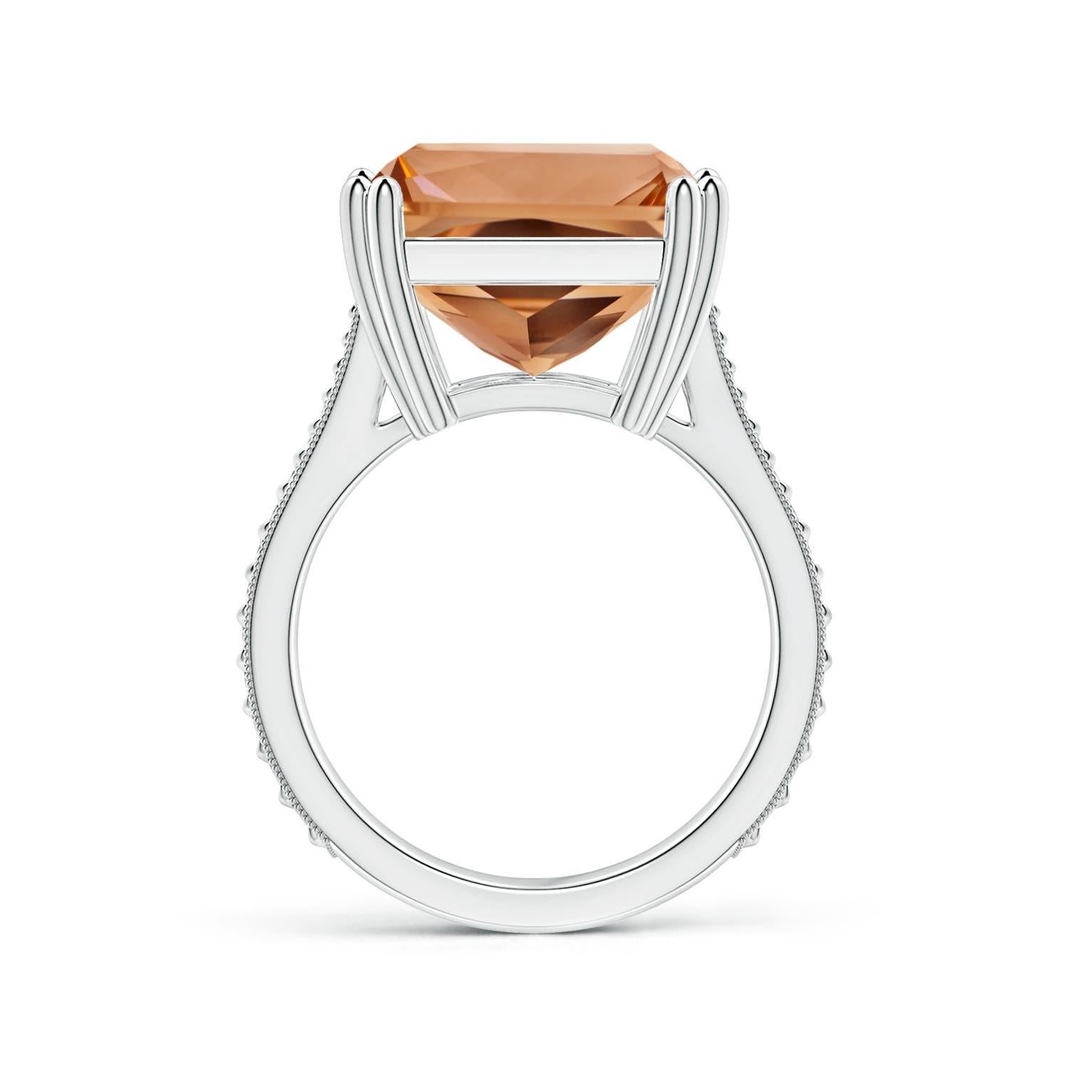 For Sale:  ANGARA GIA Certified Natural Solitaire Emerald-Cut Morganite Ring in White Gold 2