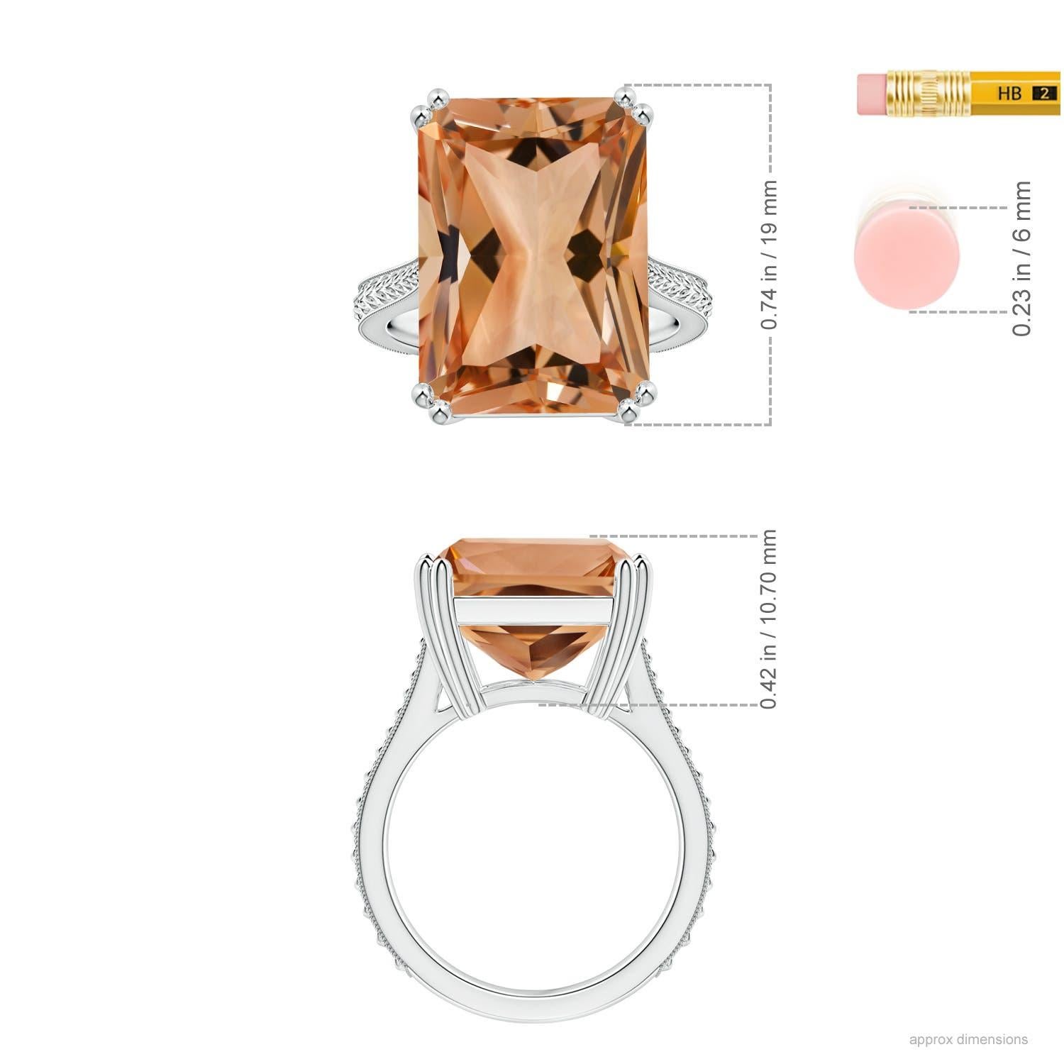 For Sale:  ANGARA GIA Certified Natural Solitaire Emerald-Cut Morganite Ring in White Gold 5