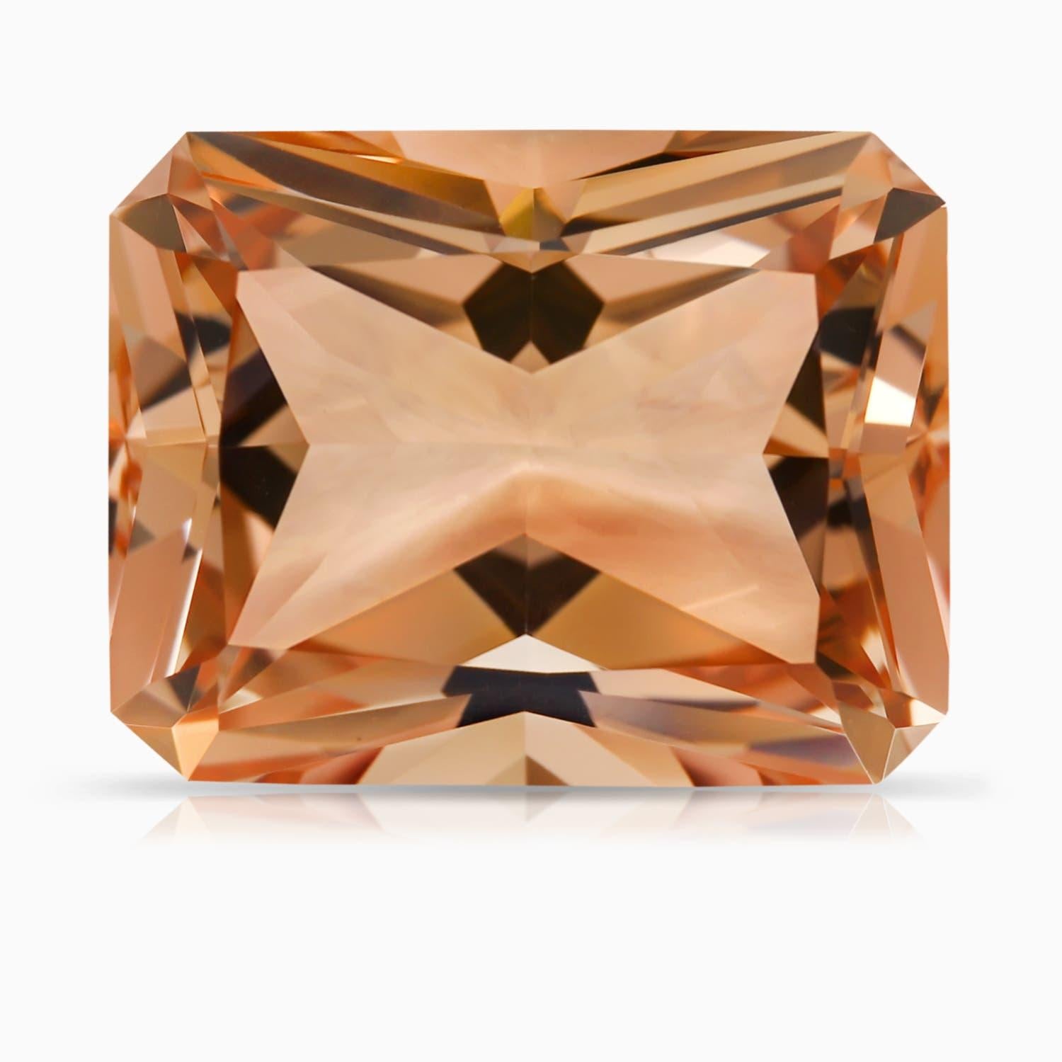 For Sale:  ANGARA GIA Certified Natural Solitaire Emerald-Cut Morganite Ring in White Gold 6