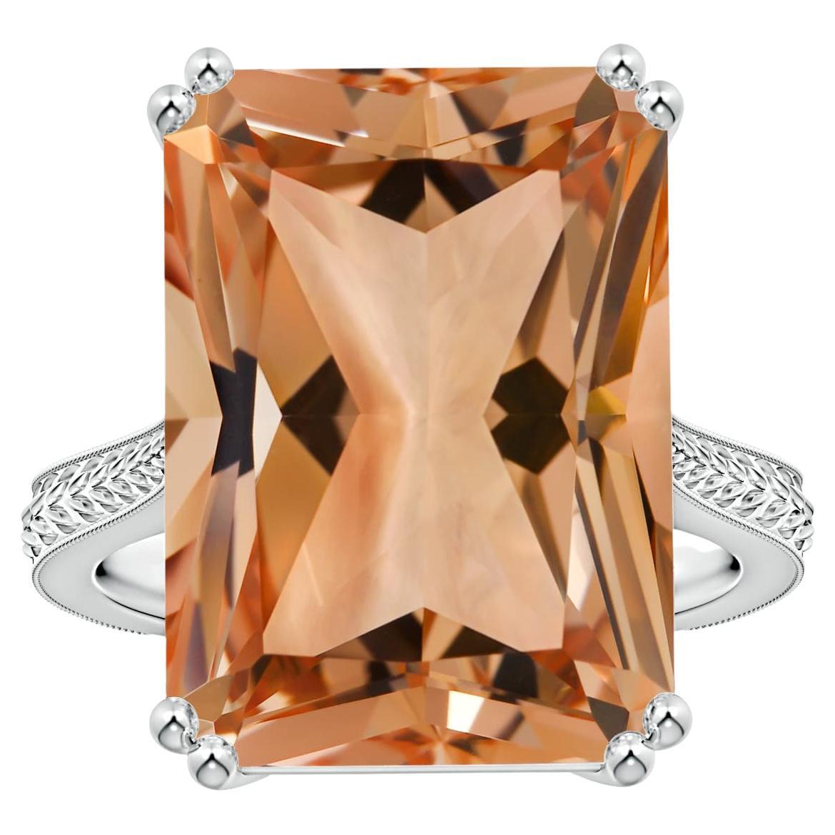For Sale:  ANGARA GIA Certified Natural Solitaire Emerald-Cut Morganite Ring in White Gold