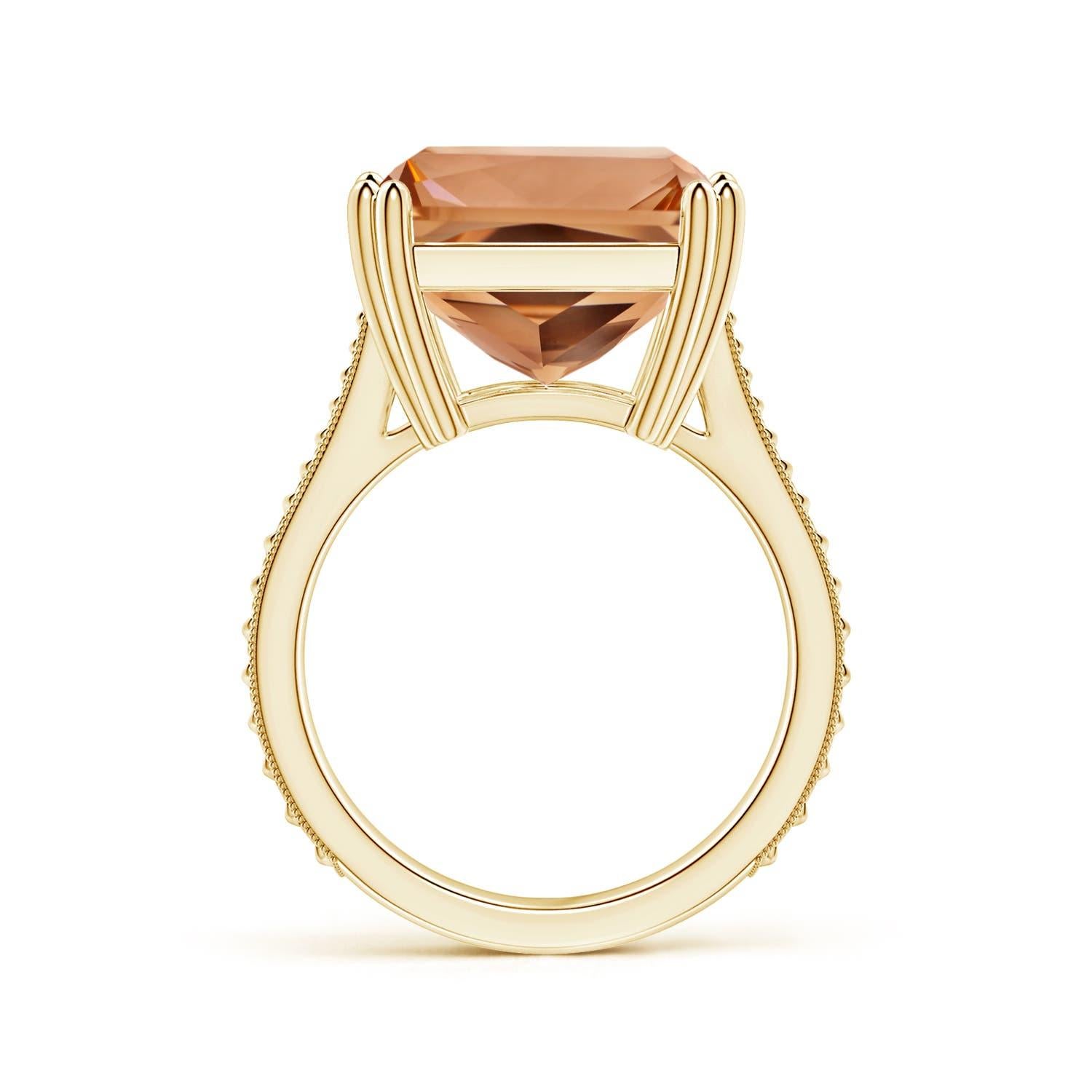 For Sale:  Angara GIA Certified Natural Solitaire Emerald-Cut Morganite Ring in Yellow Gold 2