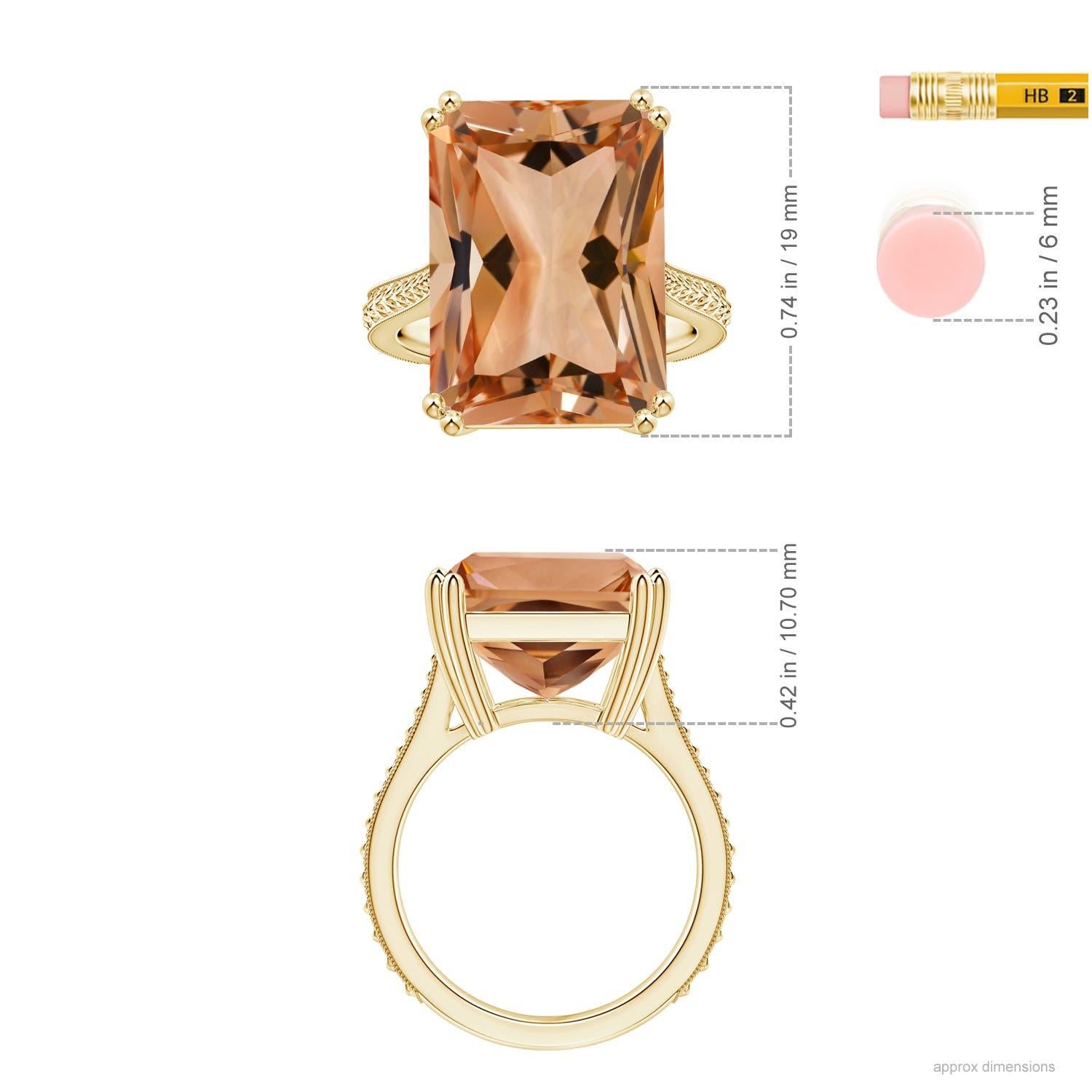For Sale:  Angara GIA Certified Natural Solitaire Emerald-Cut Morganite Ring in Yellow Gold 5
