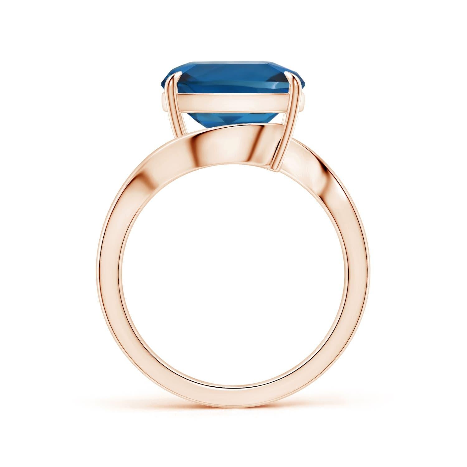 For Sale:  ANGARA GIA Certified Natural Solitaire London Blue Topaz Ring in 14k Rose Gold 3