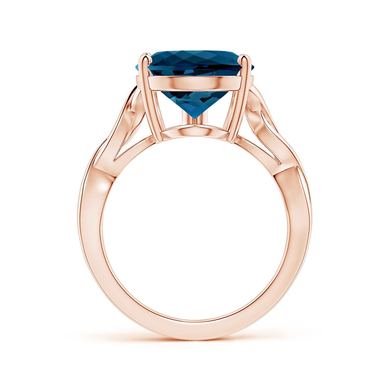 ANGARA Anillo de oro rosa de 18 quilates con topacio azul de Londres solitario natural certificado por GIA  2