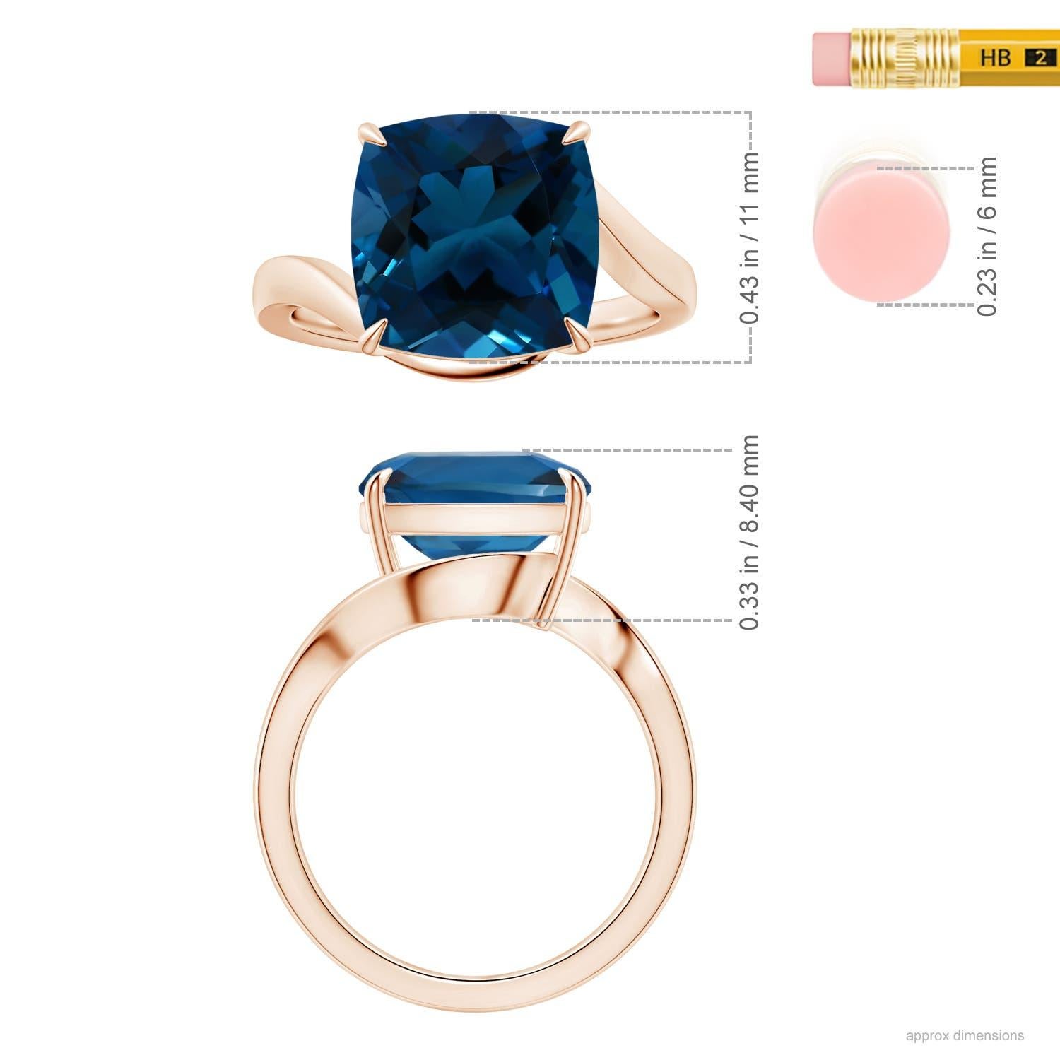For Sale:  ANGARA GIA Certified Natural Solitaire London Blue Topaz Ring in 14k Rose Gold 2