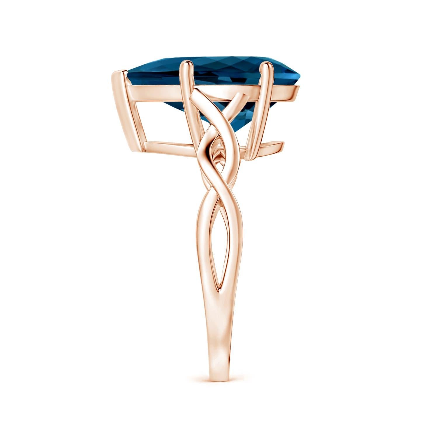 ANGARA Anillo de oro rosa de 14 quilates con topacio azul de Londres solitario natural certificado por GIA  4