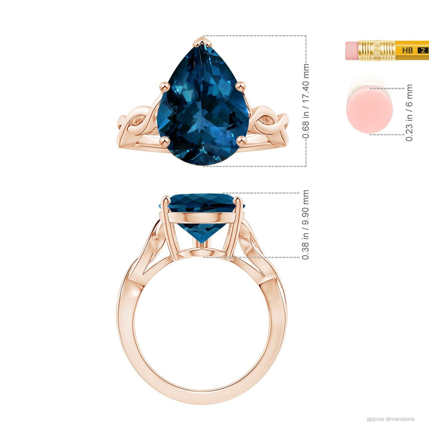 ANGARA Anillo de oro rosa de 14 quilates con topacio azul de Londres solitario natural certificado por GIA  5