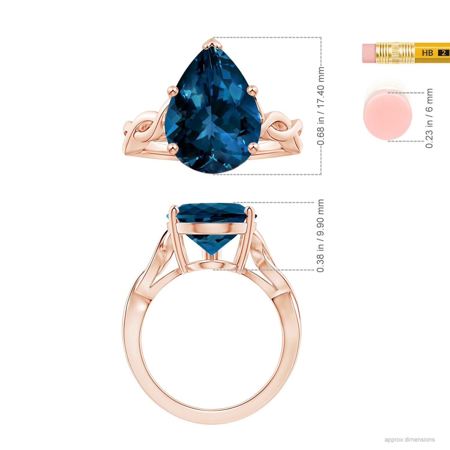 ANGARA Anillo de oro rosa de 18 quilates con topacio azul de Londres solitario natural certificado por GIA  5