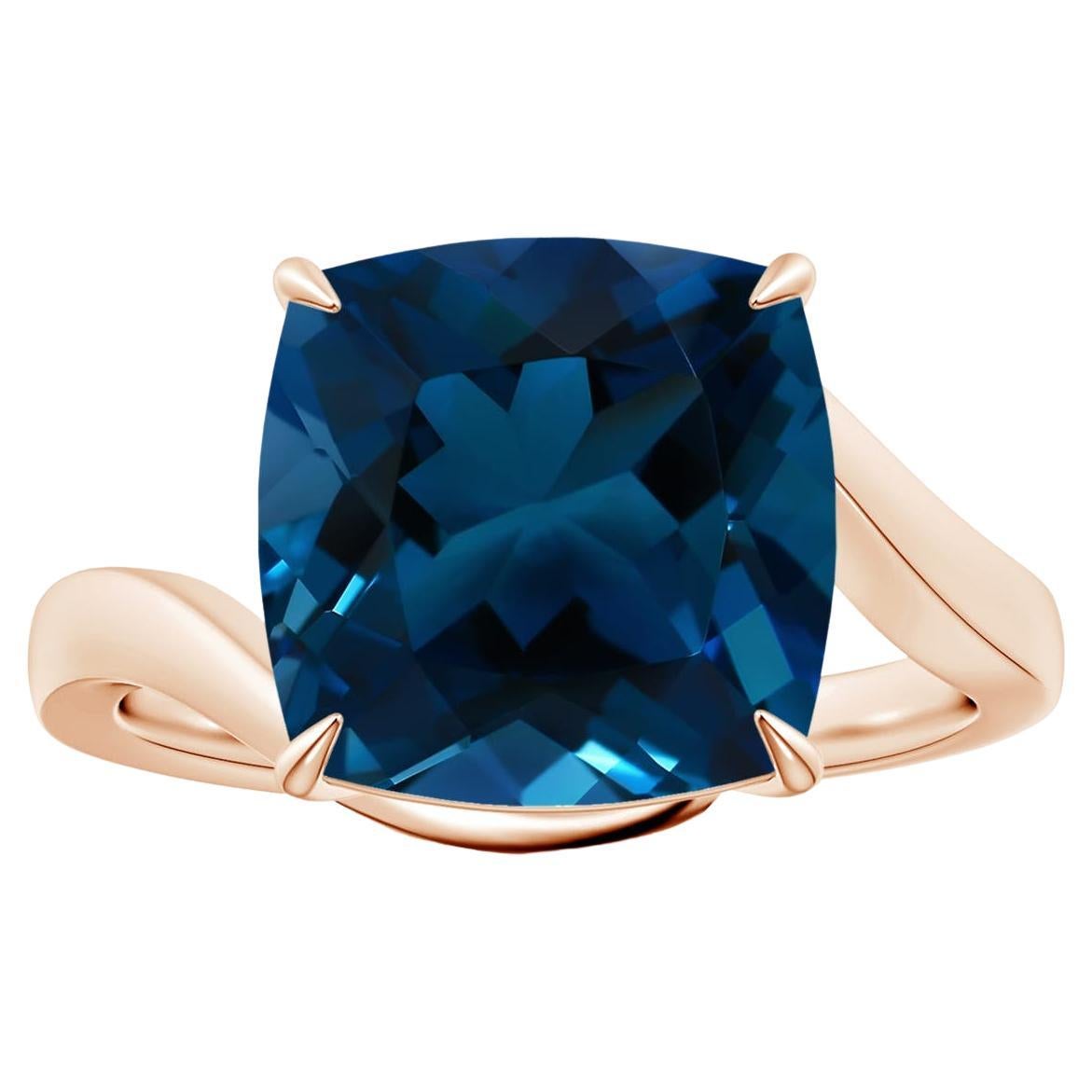 For Sale:  ANGARA GIA Certified Natural Solitaire London Blue Topaz Ring in 14k Rose Gold