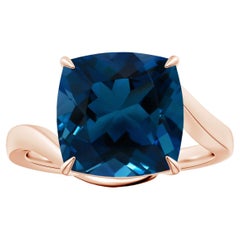 ANGARA GIA Certified Natural Solitaire London Blue Topaz Ring in 18K Rose Gold