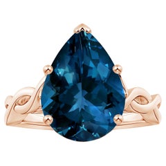 GIA' certificato Nature Solitaire London Blue Topaz Anello in oro rosa 14 carati