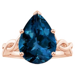 ANGARA Anillo de oro rosa de 18 quilates con topacio azul de Londres solitario natural certificado por GIA