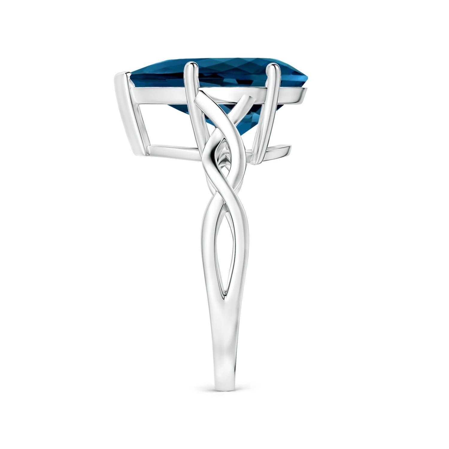 ANGARA GIA Certified Natural Solitaire London Blue Topaz Ring in 14K White Gold 4