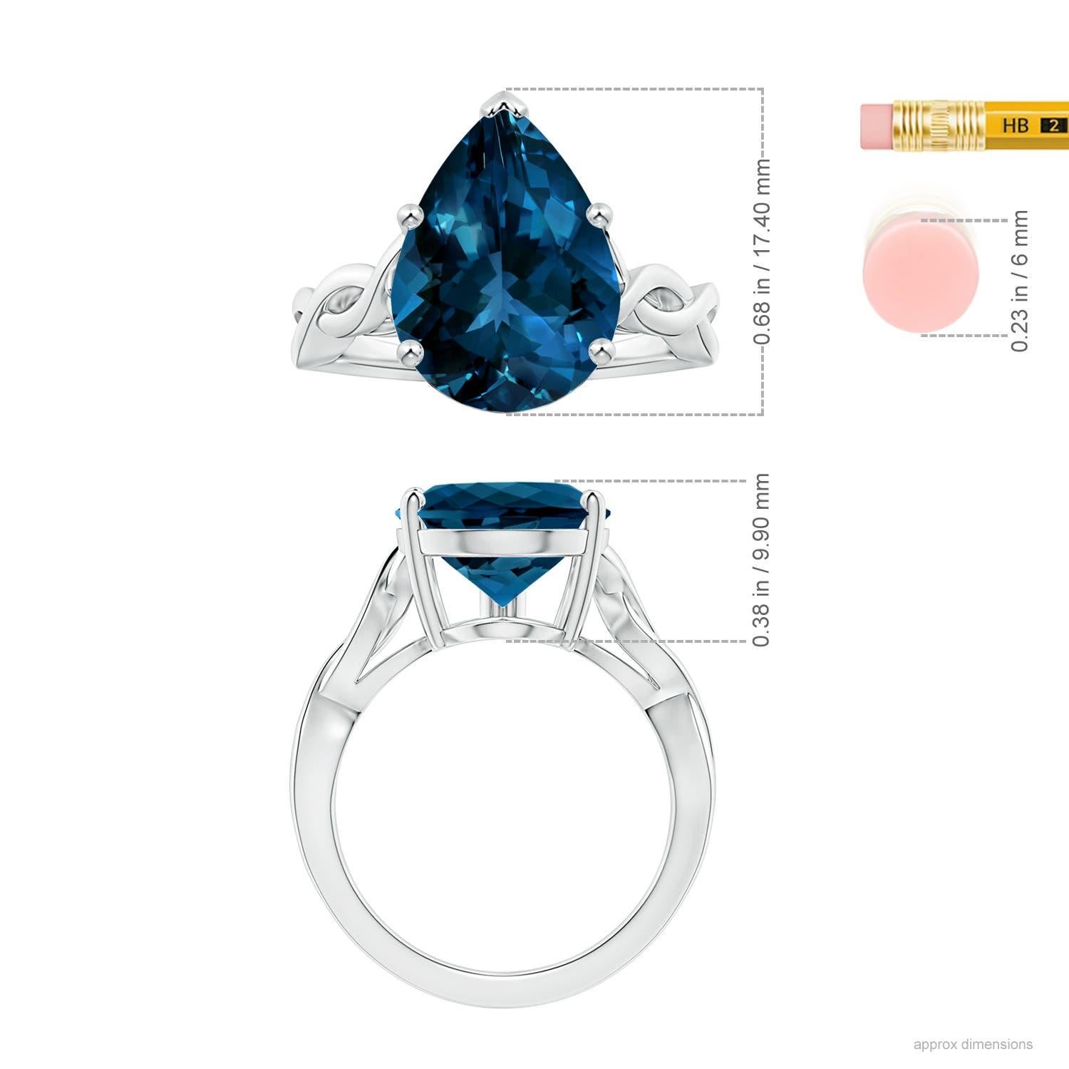 ANGARA GIA Certified Natural Solitaire London Blue Topaz Ring in 14K White Gold 5