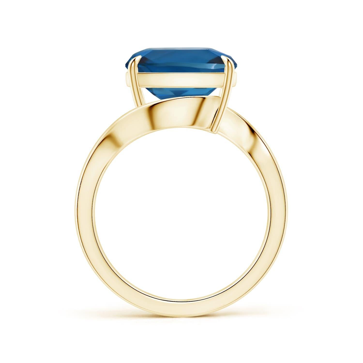 For Sale:  ANGARA GIA Certified Natural Solitaire London Blue Topaz Ring in 18K Yellow Gold 3