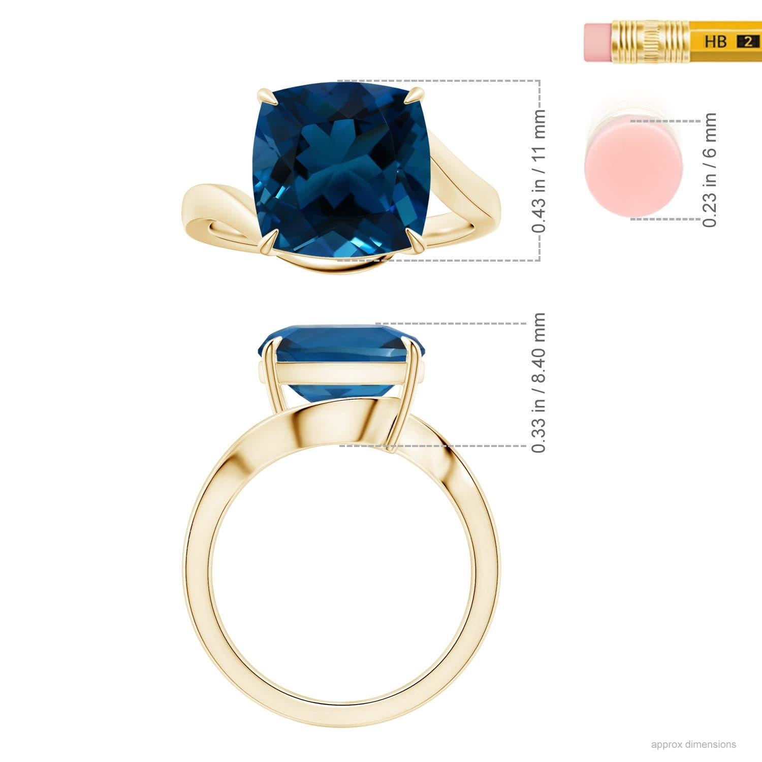 For Sale:  ANGARA GIA Certified Natural Solitaire London Blue Topaz Ring in 14K Yellow Gold 2