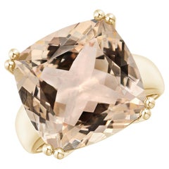 GIA Certified Natural Solitaire Morganite Tapered Shank Yellow Gold Ring