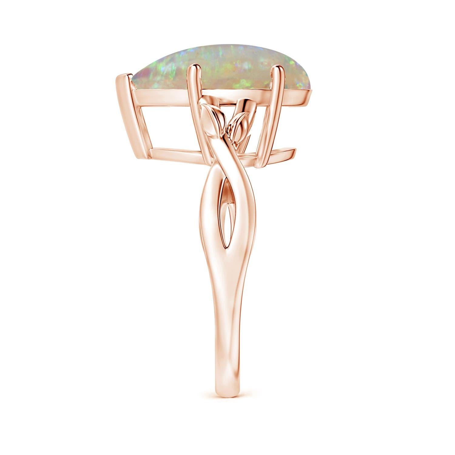 Angara Gia Certified Natural Solitaire Opal Nature Inspired Ring in Rose Gold 4