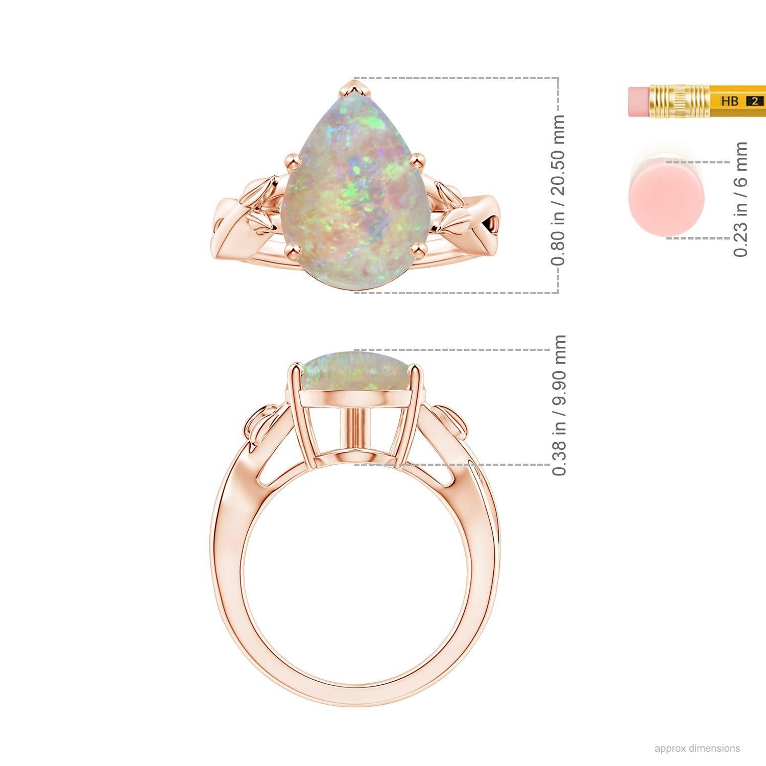 Angara Gia Certified Natural Solitaire Opal Nature Inspired Ring in Rose Gold 5