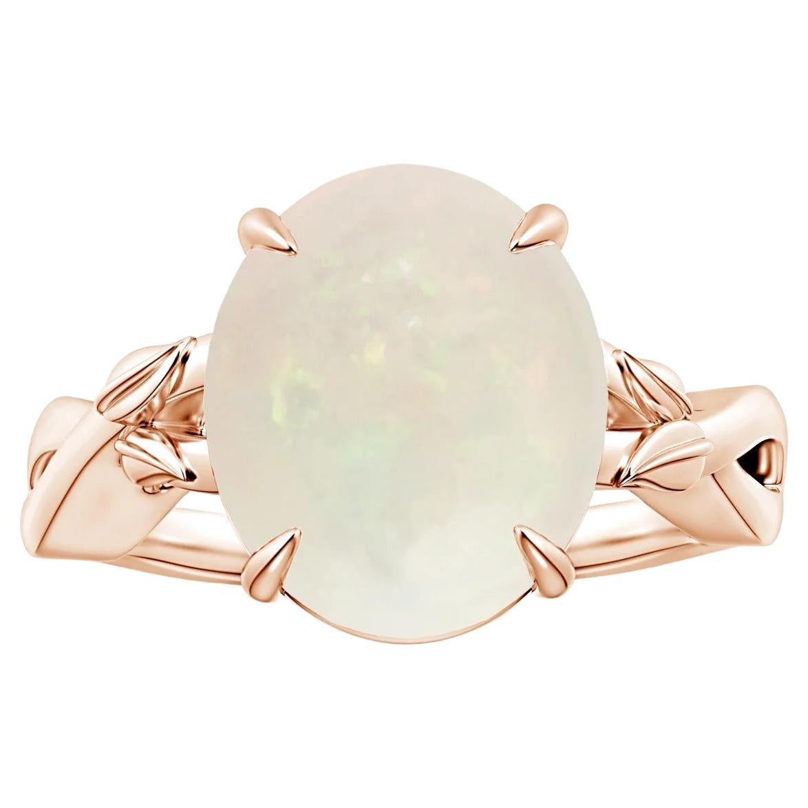 For Sale:  ANGARA GIA Certified Natural Solitaire 6.40ct Opal Ring in 14K Rose Gold