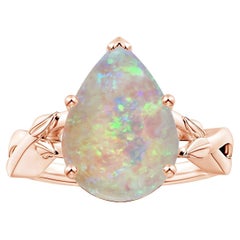 Angara Gia Certified Natural Solitaire Opal Nature Inspired Ring in Rose Gold