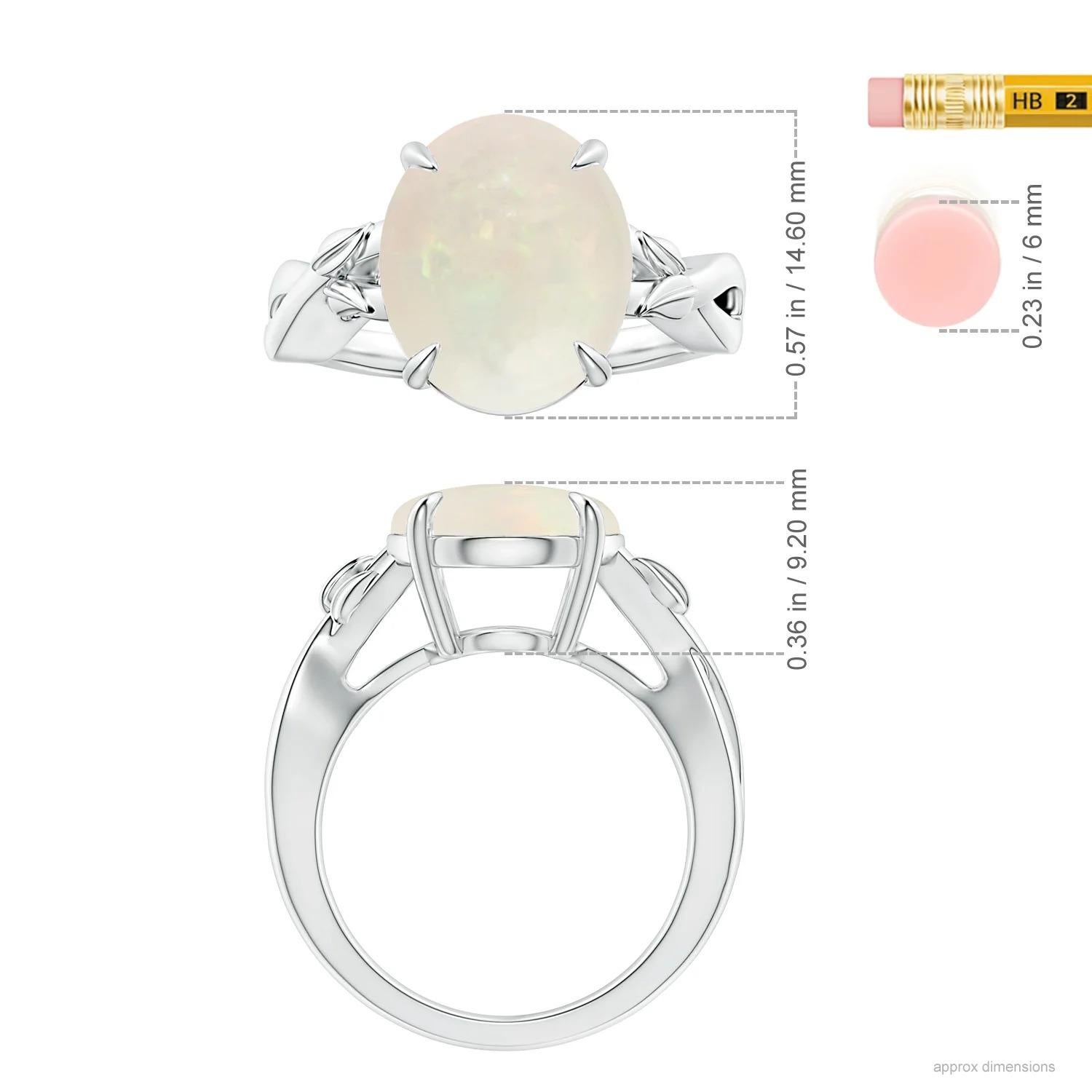 For Sale:  ANGARA GIA Certified Natural Solitaire 6.40ct Opal Ring in 14K White Gold 2
