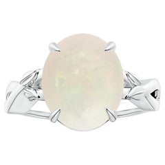 ANGARA Bague solitaire naturelle certifiée GIA en or blanc 18 carats avec opale de 6,40 carats