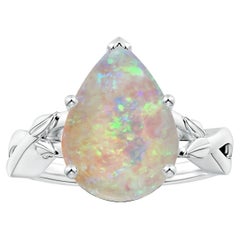 ANGARA GIA Certified Natural Solitaire Opal Nature Inspired Ring in White Gold