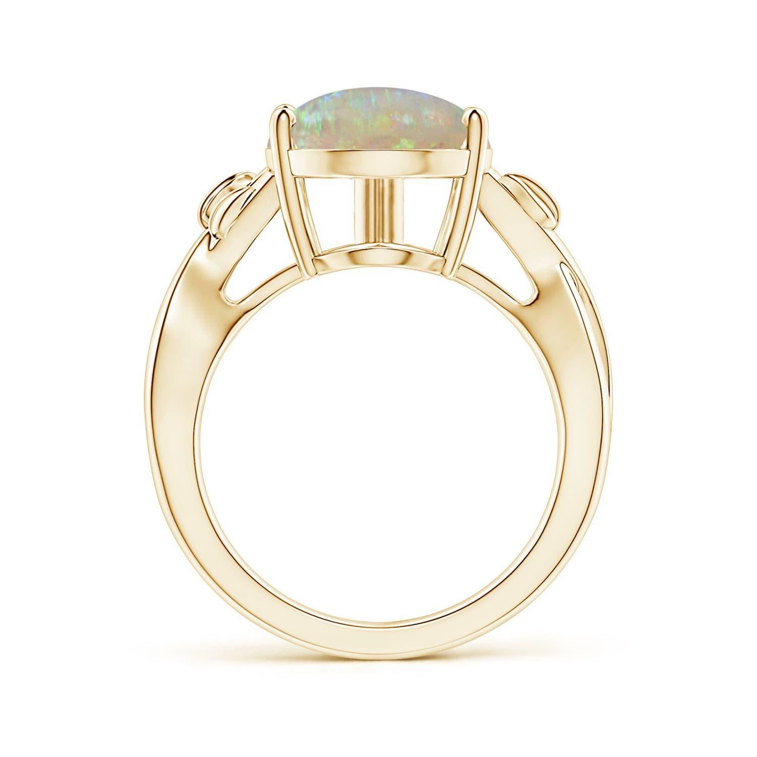 Angara GIA Certified Natural Solitaire Opal Nature Inspired Ring in Yellow Gold  2