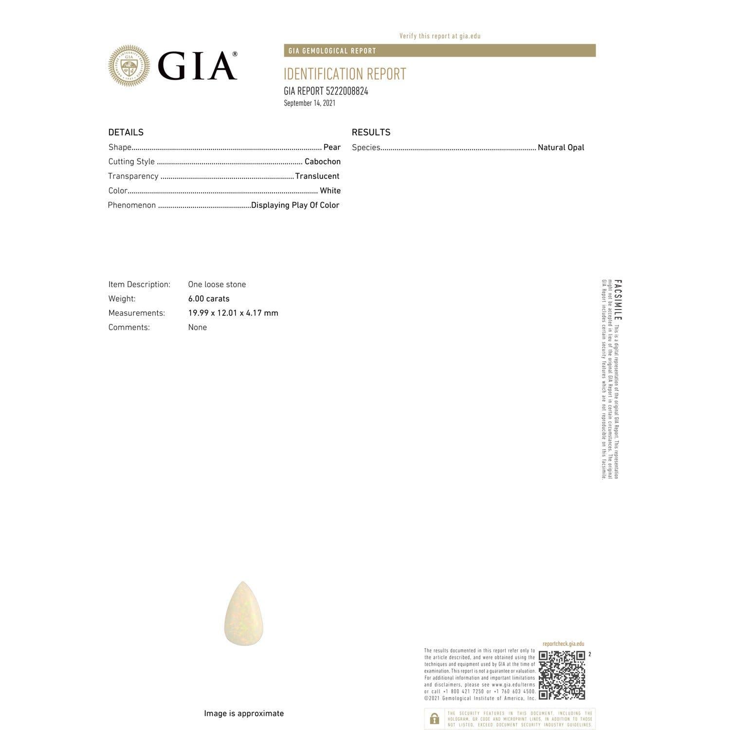 ANGARA Bague d'inspiration nature en or jaune avec opale solitaire naturelle certifiée GIA  3