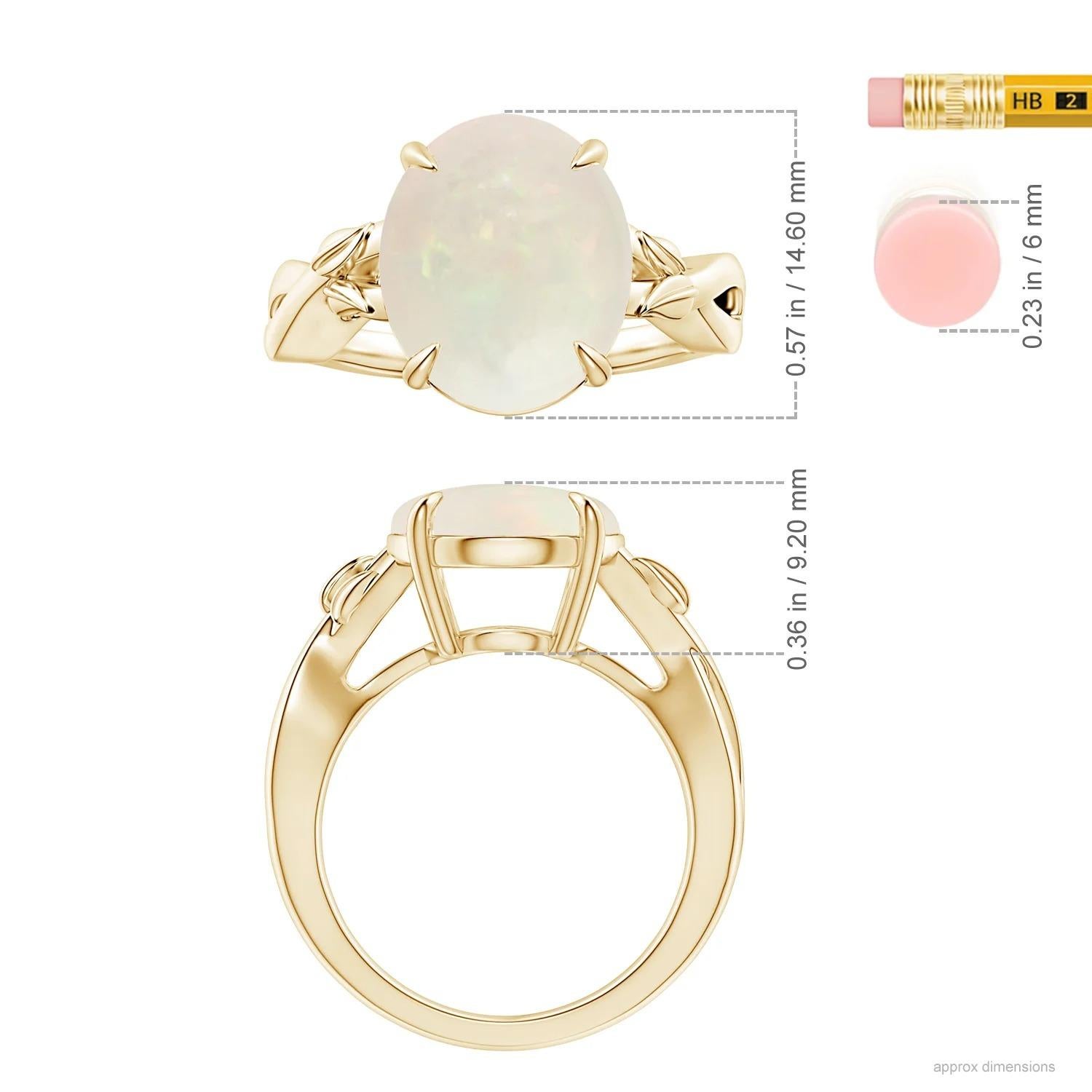 For Sale:  ANGARA GIA Certified Natural Solitaire 6.40ct Opal Ring in 14K Yellow Gold 2
