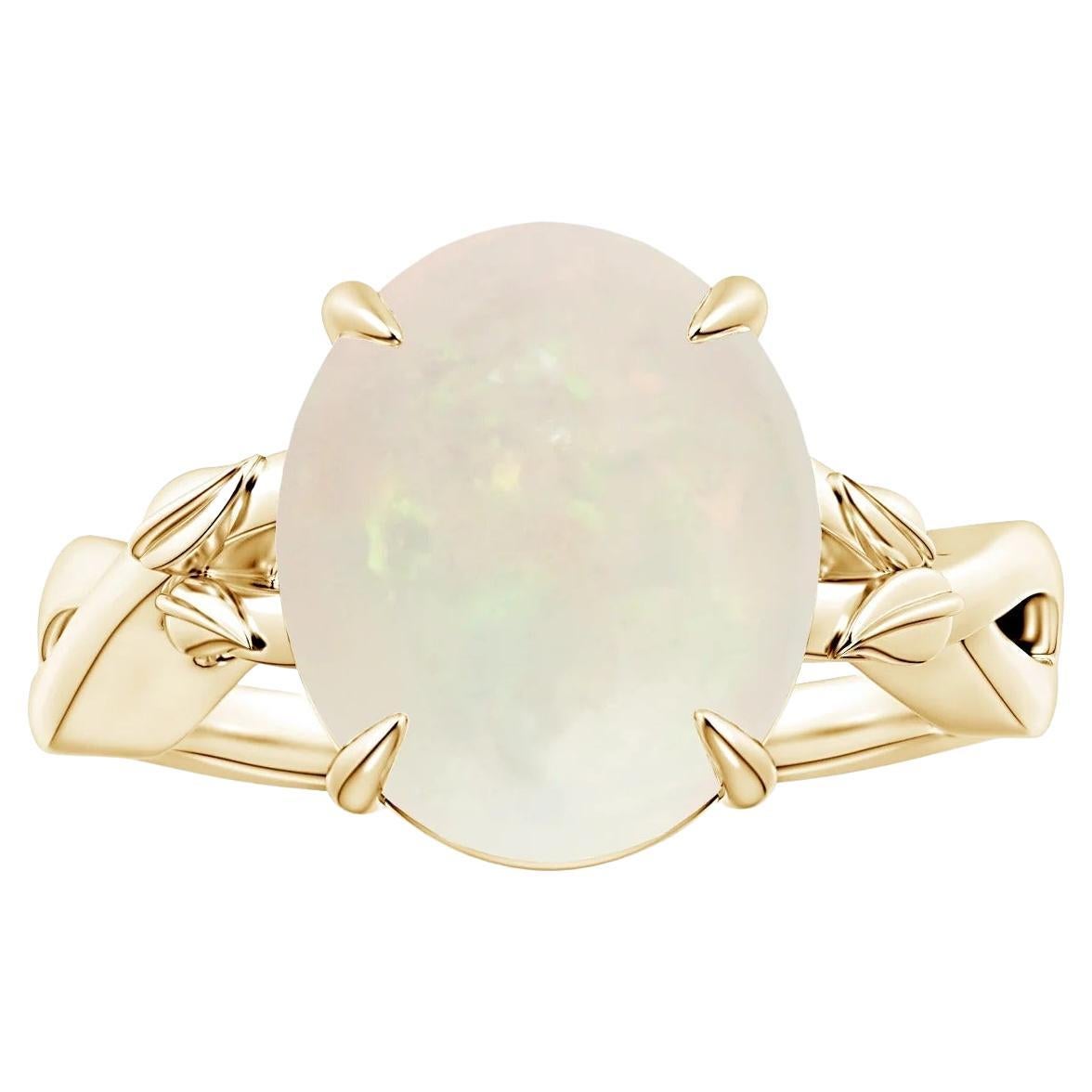 For Sale:  ANGARA GIA Certified Natural Solitaire 6.40ct Opal Ring in 14K Yellow Gold