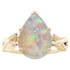 Angara GIA Certified Natural Solitaire Opal Nature Inspired Ring in Yellow Gold (Bague d'inspiration nature avec opale solitaire certifiée GIA en or jaune) 