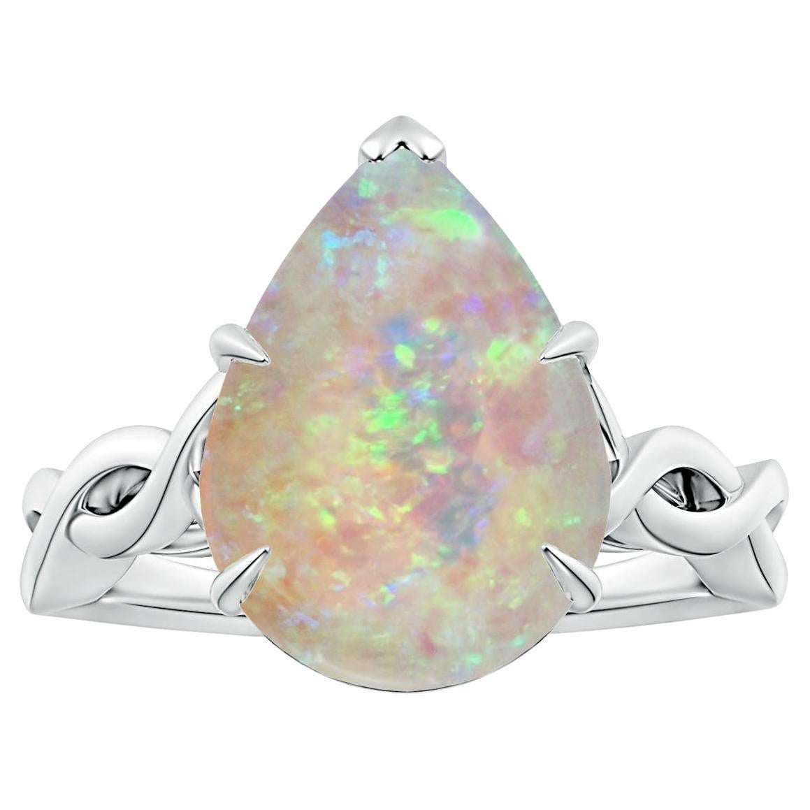 ANGARA GIA Certified Natural Solitaire Opal Twisted Shank Ring in White Gold